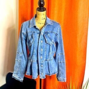 Ashley Stewart Peplum Jean Jacket